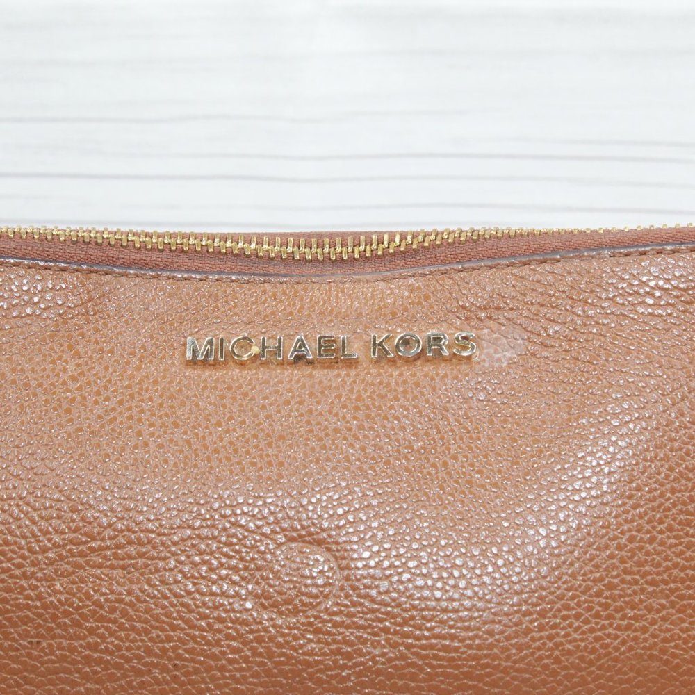 Michael Kors Bedford Brown Leather Purse Wristlet Clutch Wallet - Picture 2 of 9